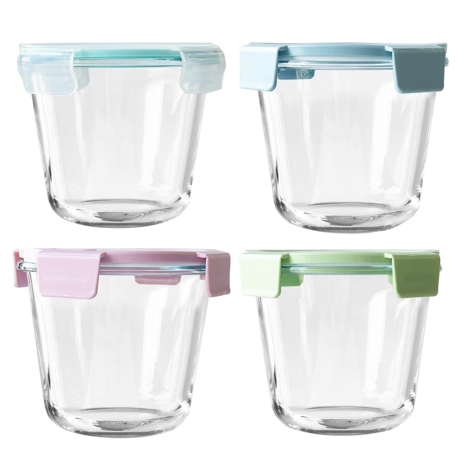 720ML Round Glass Containers with Lids, Soup Containers Set 4, Breakfast Pots, Glass Soup Containers with Lids, Glass Bowl with Lid, Soup Freezer Containers, Meal Prep Containers Glass, Porridge Bowl