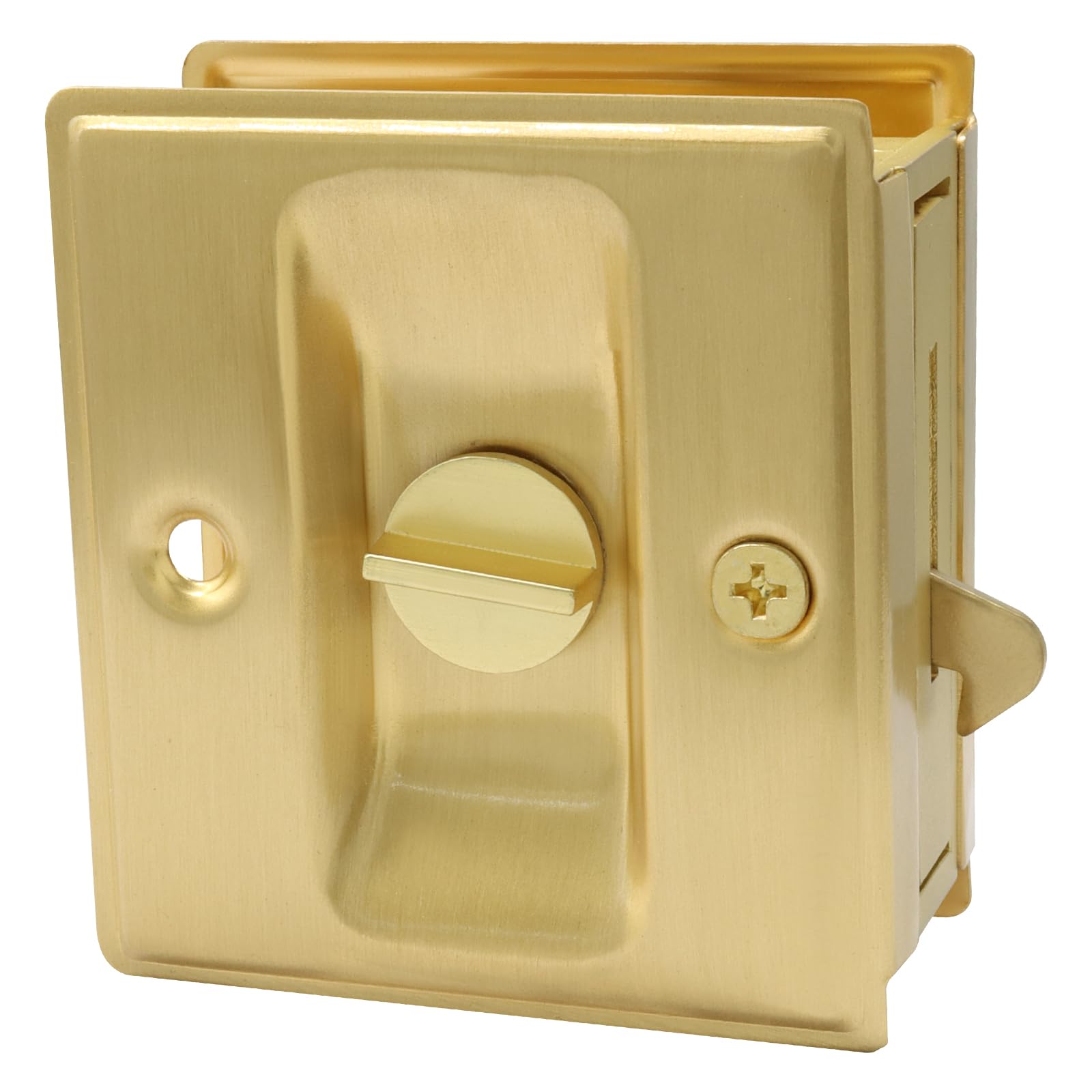 OSVJE Privacy Pocket Door Lock, Polished Brass