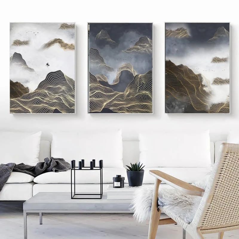 Cuisine art mural moderne poster abstrait pour decoration interieure triptyque SHUYINGHENGXIE
