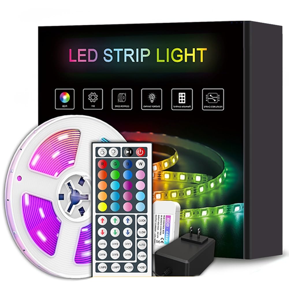 Luces De Cinta Con Mando Y Enchufe Tiras De Luces Led Recortables Control Remoto Por Infrarrojos De 44 Teclas Para Tiras De Luces LED Múltiples Modos De Cambio Dinámico(15 meters 270 lamp IP20)