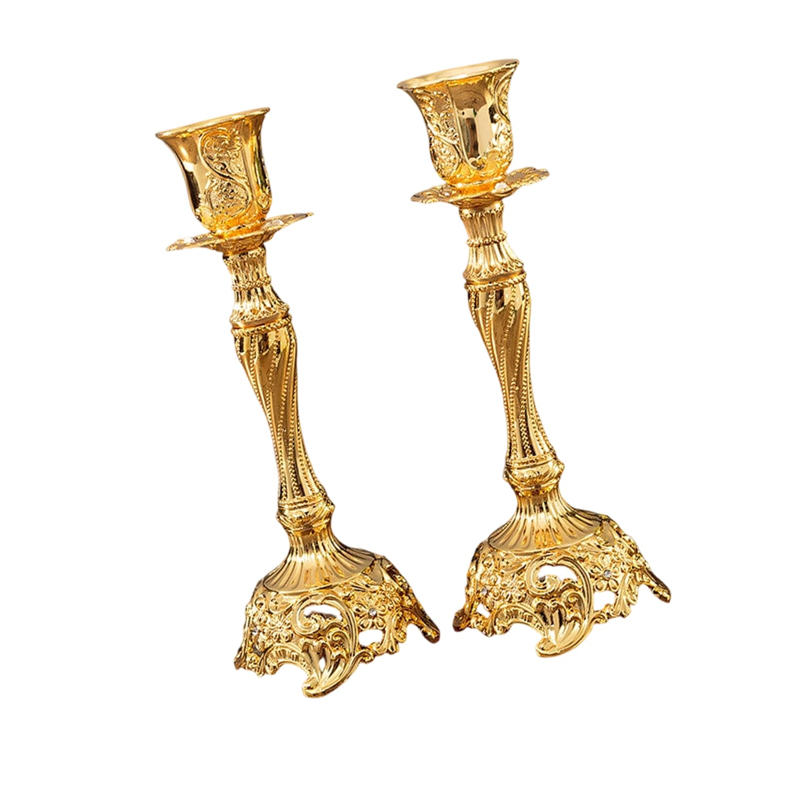 Tsophreniq Of 2 Elegant European Engraved Taper Holders Antique Metal Candlestick Candelabra for Table Centerpieces Metal Holders