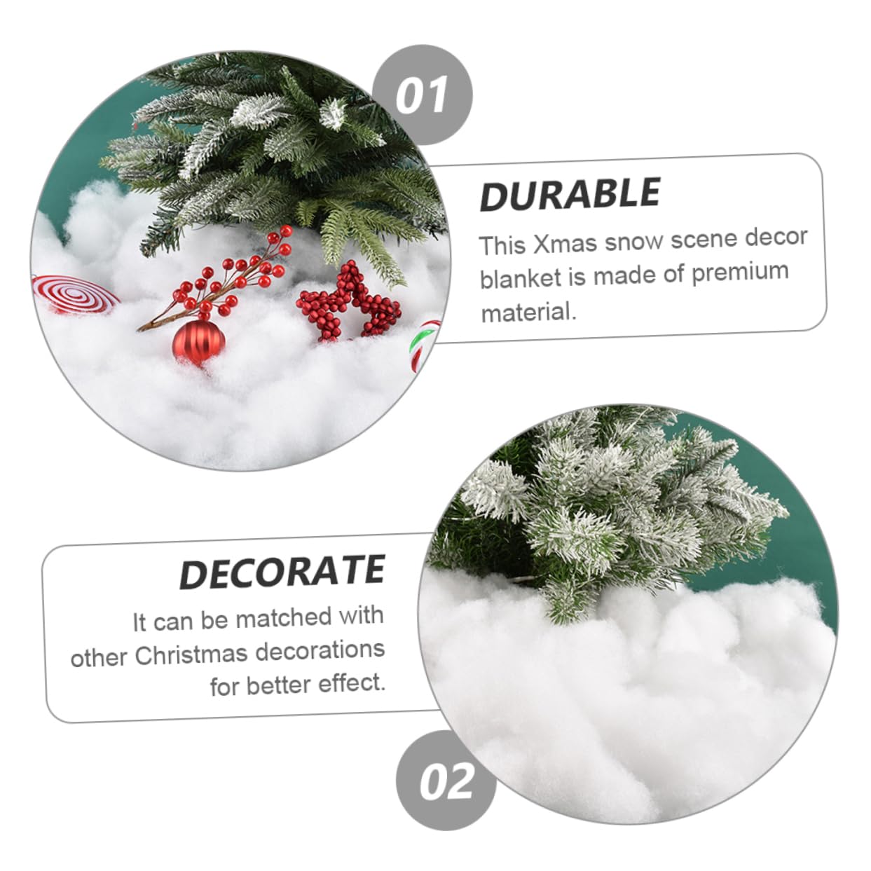 MAGICLULU 3 Blätter Weihnachtsschnee Baumwolle Schneedecke Künstlicher Schnee Weihnachtsbaum Weihnachten Schneeflocken Ornamente Sofortig Schneeball Im Freien Weihnachtsdeko Weiß