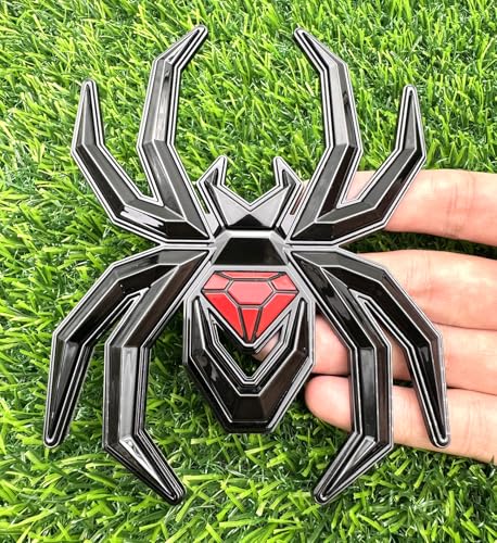 Image of 1pc Big 5.5inch Spider Emblems 3D Fender Rear Door Badges Custom Sticker Nameplate Replacement for Universal Car Body Motorcycle SUV Widow Door Edition Decoration (Black Red)