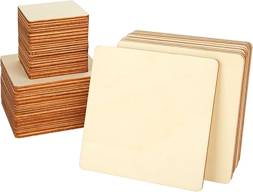 140 cuadrados de madera sin terminar para manualidades, recortes cuadrados de madera de 2, 3 y 4 pulgadas, en blanco, piezas cuadradas de madera