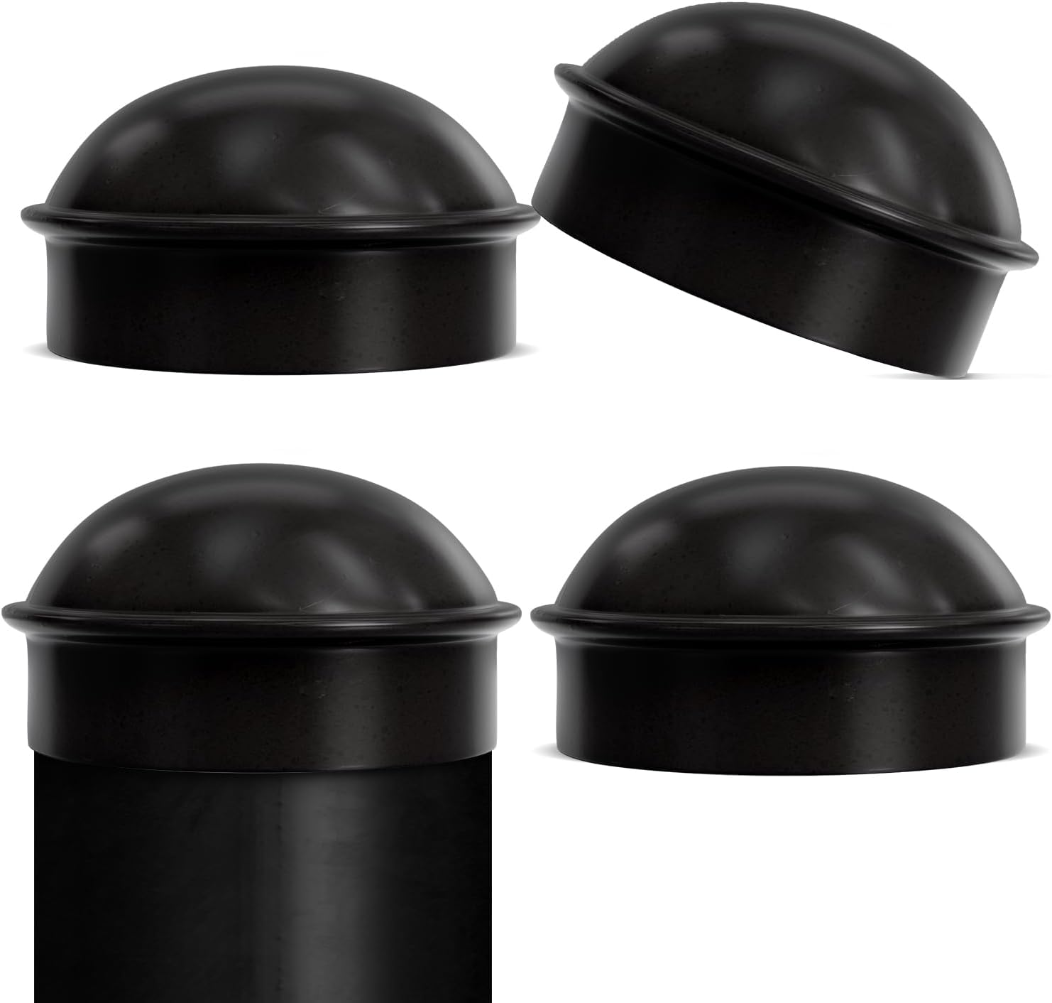 VIVIDA Black Chain Link Post Caps 1-3/8", Round Fence Post Caps, for 1-3/8" OD Pipe, Black Chain Link Fence Parts, 4 PCS