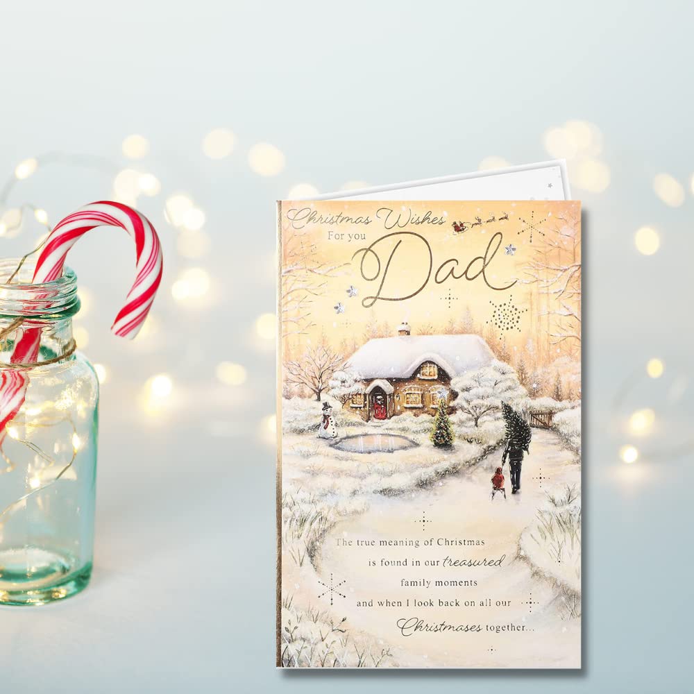 Clintons: Dad Snowy Cottage Scene Christmas Card, Multi-Colour, 155 x 235 (1181308) - Image 2
