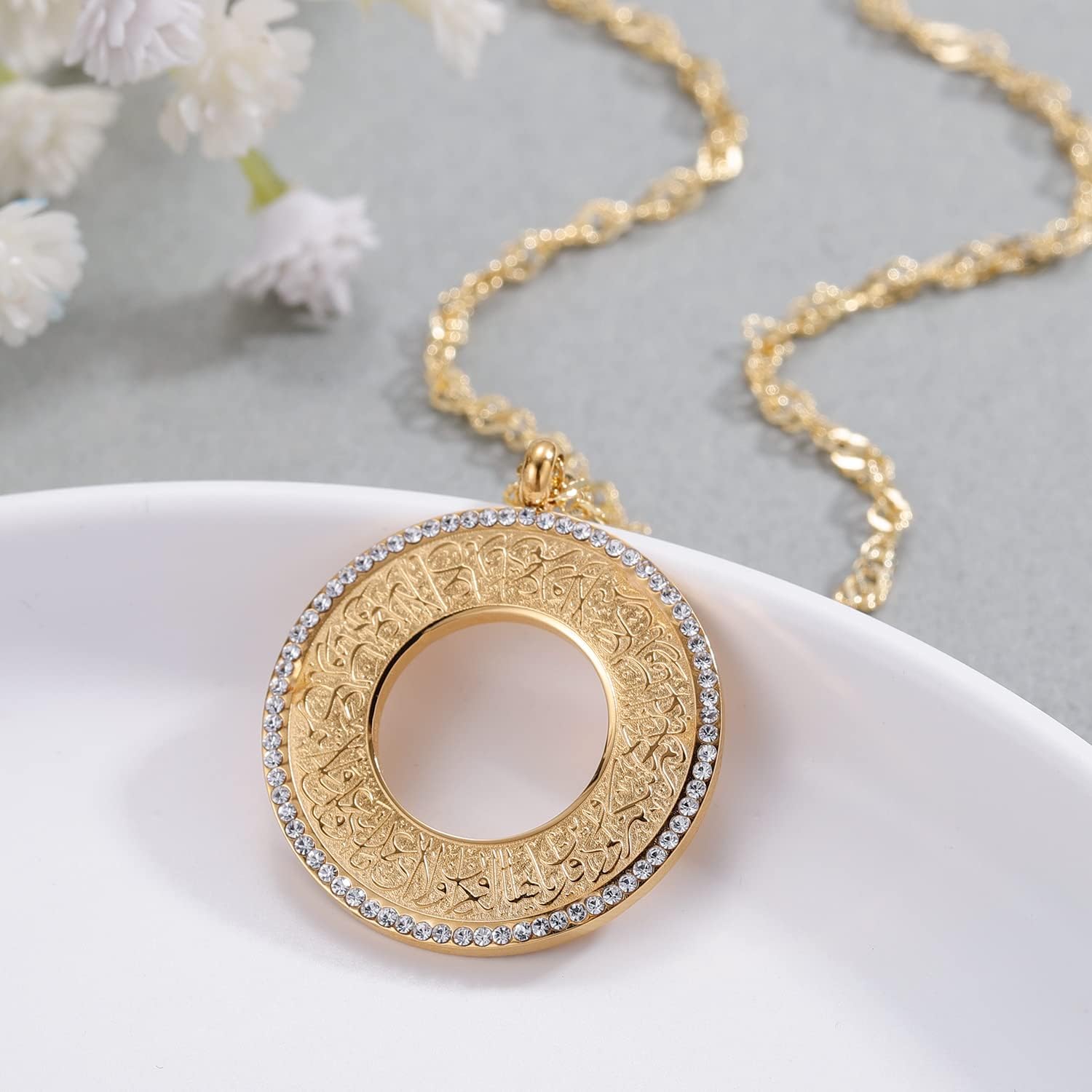Qitian Islamic Jewelry Gifts for Women Muslim Pendant Gold Allah Arabic Necklaces Ayatul Kursi Necklace Islam Eid Ramadan Gifts - Image 3