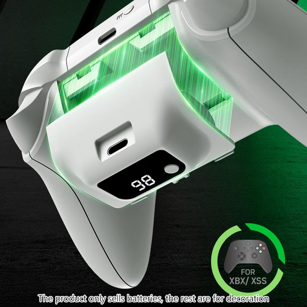 Paquete de batería recargable para Xbox Series X/S, pantalla LED, paquete de batería para Xbox Series S, X, Xbox One S/One X/One Elite Remote Play y kit de carga con cable de carga USB-C