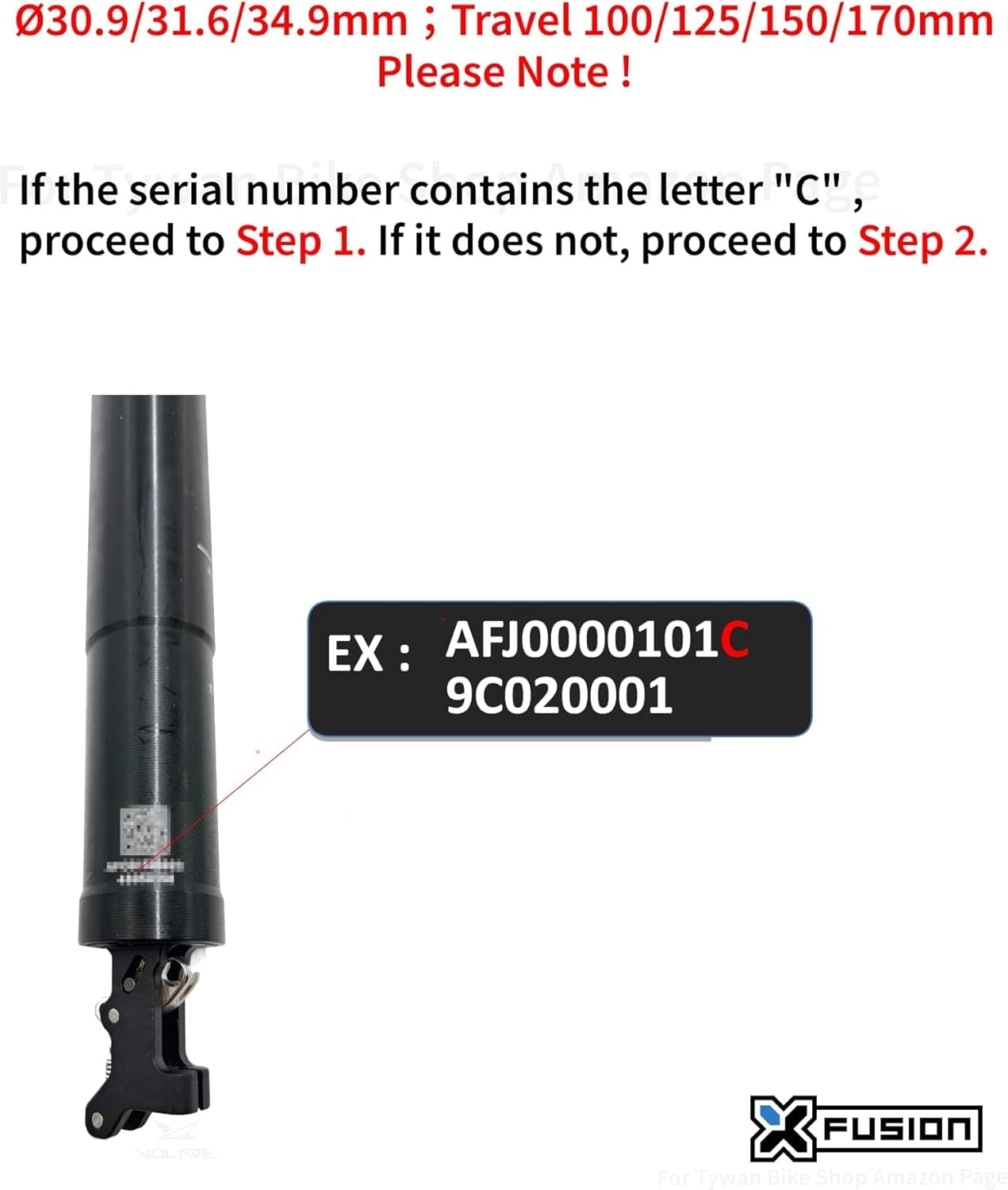XFUSION Cartuccia Manic Dropper Post – 50/100/125/150/170/190/200 mm, adatta ai modelli 2017-2024, include adattatore di estensione (adatto a 100 mm-170 mm)