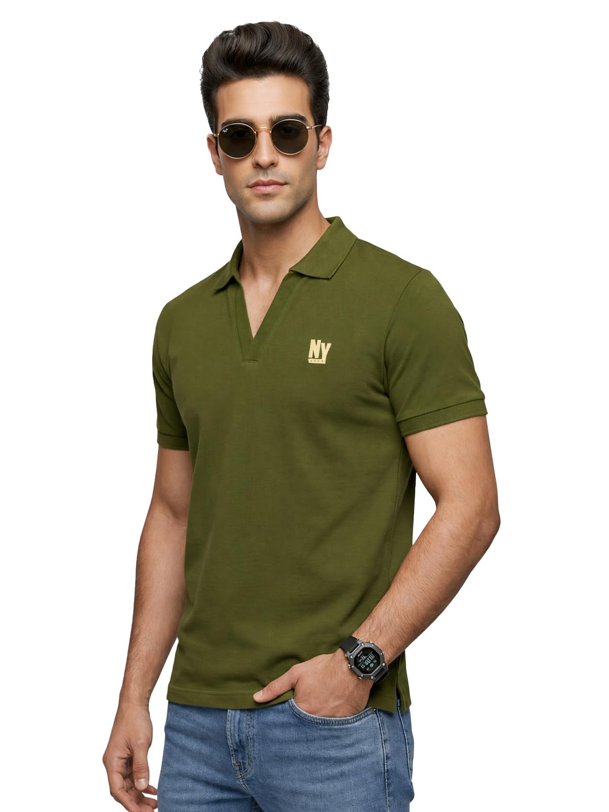 veirdo Men’s Stylish Polo T-Shirt with Chest Pocket Print, Regular Fit Half Sleeve Casual Wear, Solid Summer Fashion for Office, Travel & Outings (S–2XL)-picture-19