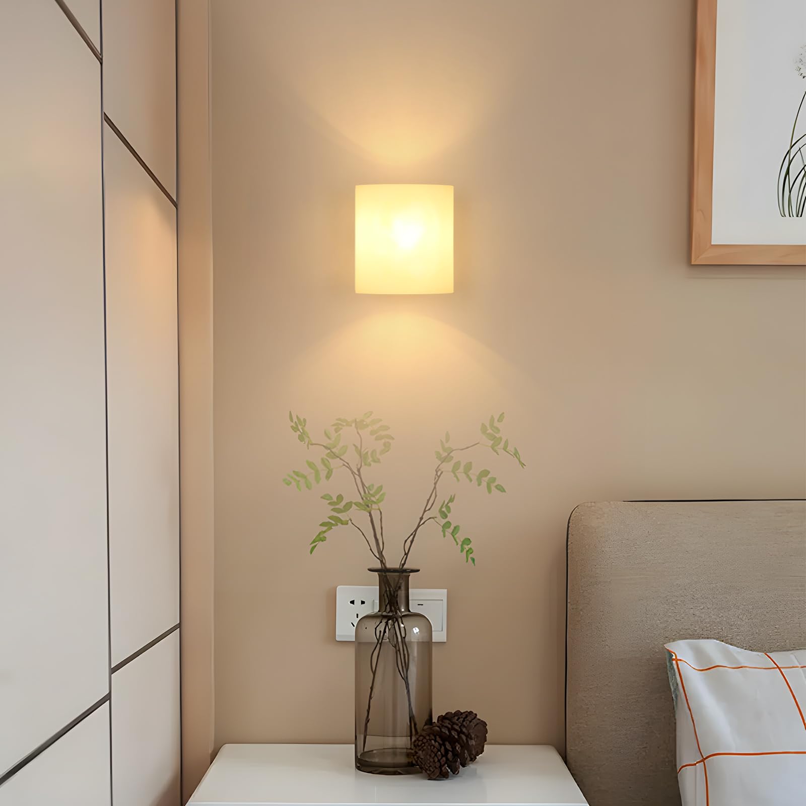 Tealight Applique da Parete Interno Vintage, Lampada LED Parete Legno, Camera da Letto Lampada a Muro E27 Illuminazione per Soggiorno Corridoio Scale Ristorante