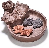 Vista 2 de Two Fishes Incense Holders Ceramic Backflow Incense Burner Purple Clay Smoke Cone Sticks Holder (Fish)