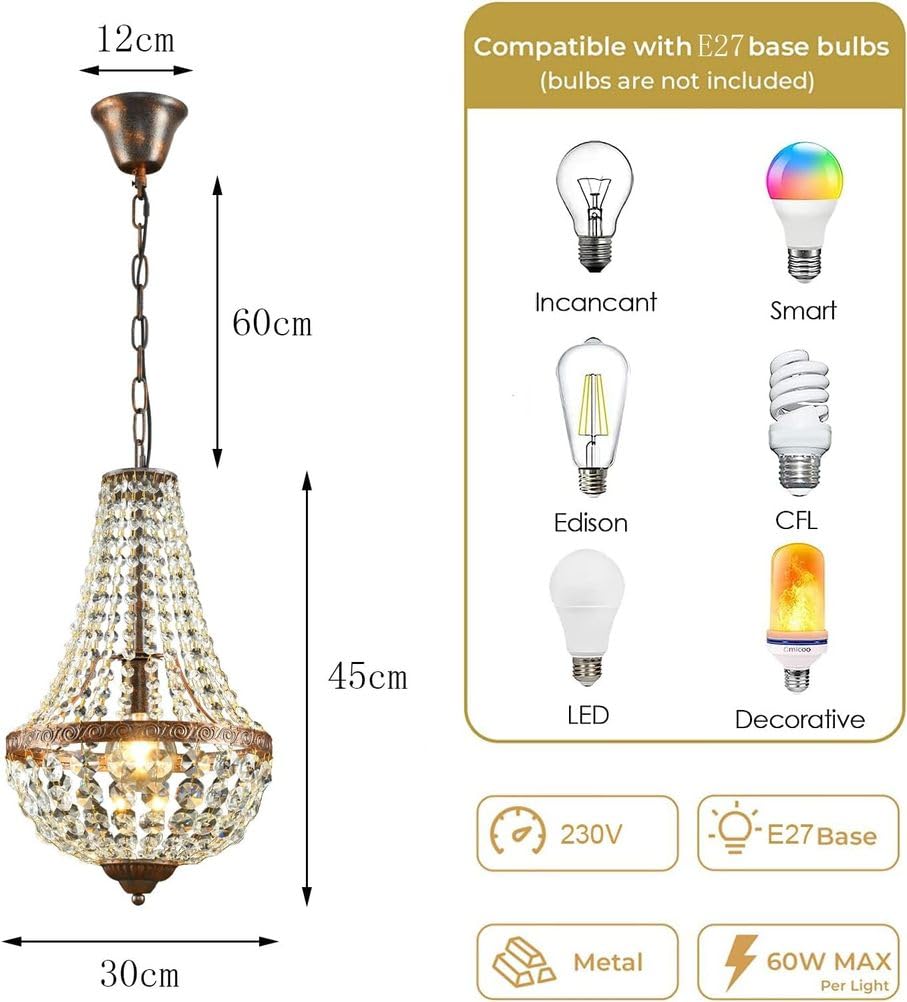 Pageone LED cristallo lampada retro industriale ristorante lampada Ø30cm
