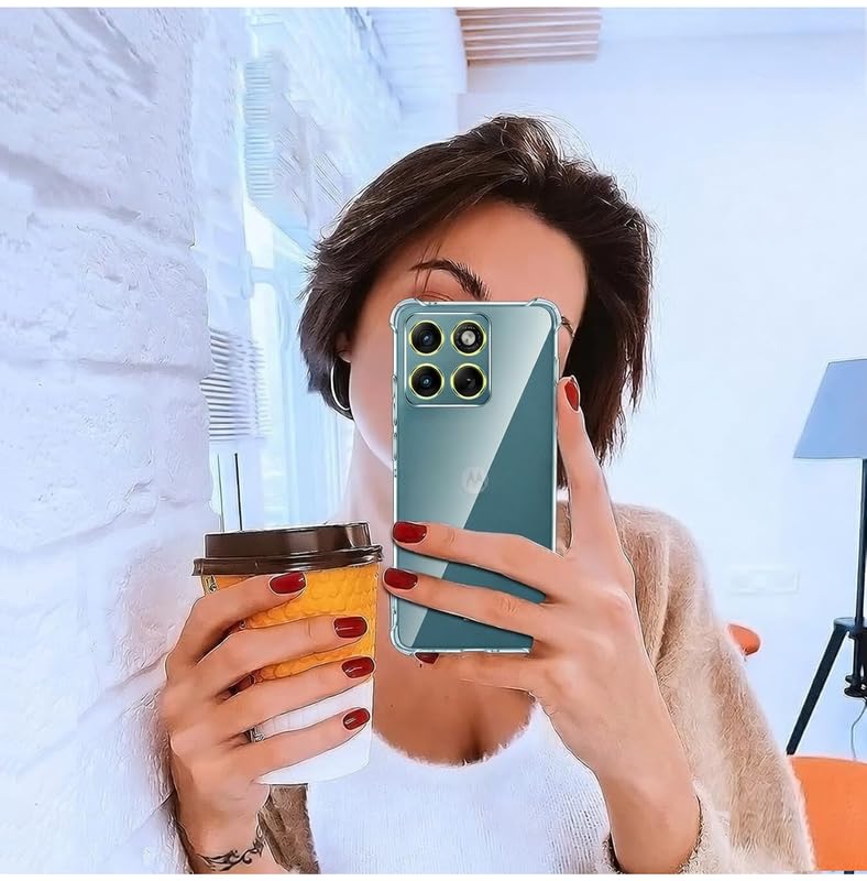 Image of Lustree Back Cover Transparent Case Compatible with Motorola Edge 70 Fusion 5G | Clear + TPU Case with 4 Corner Air Cushion Protection & Camera Protection | Slim& Stylus Cover