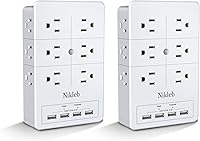 Vista 12 de Cargador de pared con protector de sobretensiones, regleta de alimentación con 12 tomas de corriente alterna anchas, bloques de carga USB de 4