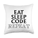 Eat Sleep Code Repeat - Funny Coding Throw Pillow