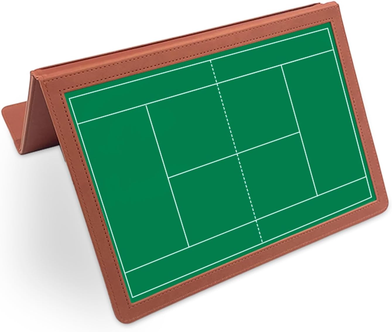 JIANNA Tennis Tactical Board Training Notebook Portable Three fold PU Leather Tactical Board with Pen Insertion Double Pen Court map Folding A5 Size Game Analysis Board