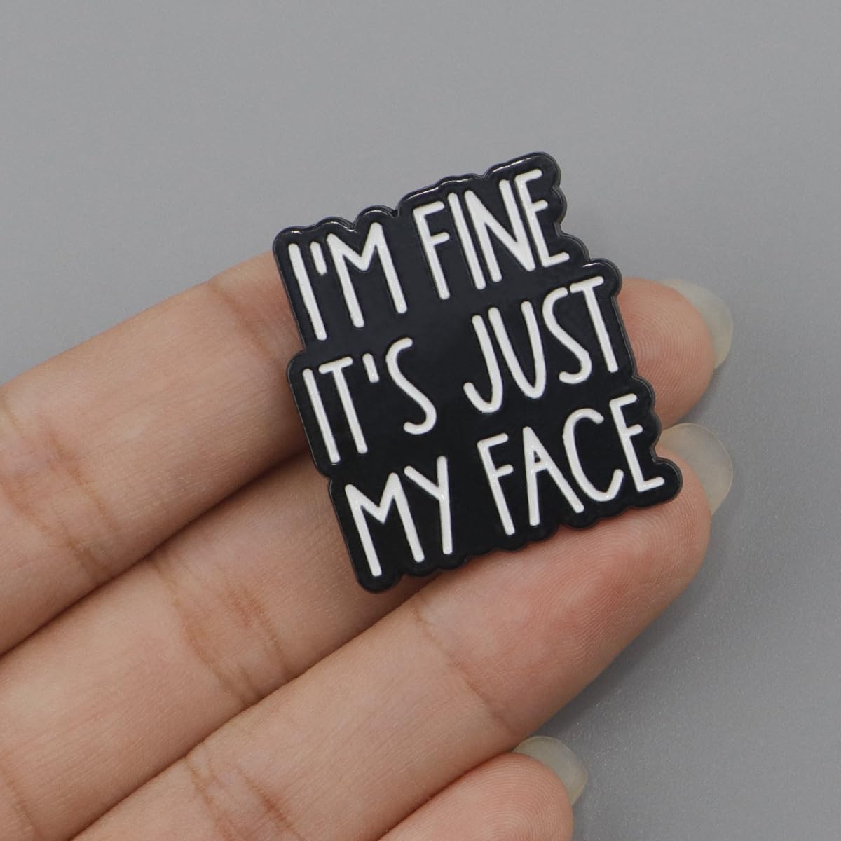 I'm Fine IT's Just My Face Enamel Lapel Pin Sarcasm Badge Brooch Accessories