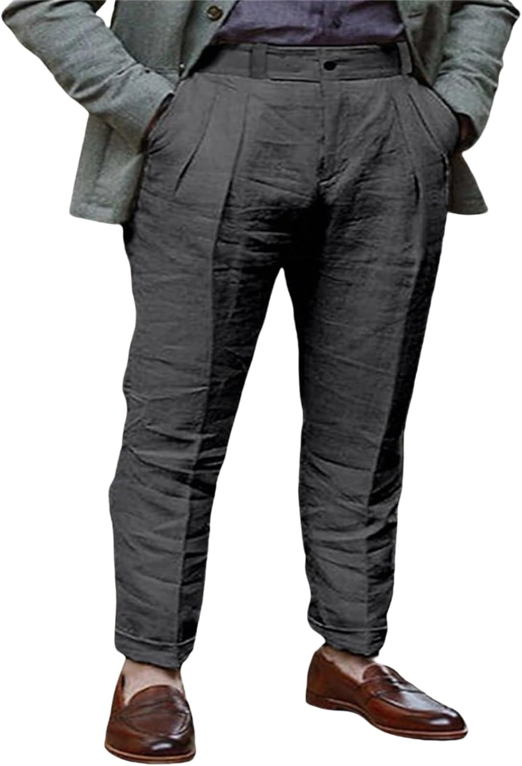 Men's Summer Linen Pants Solid Color Breathable Trousers Lightweight Comfy Yoga Pants Outdoor Baggy Simple Trousers