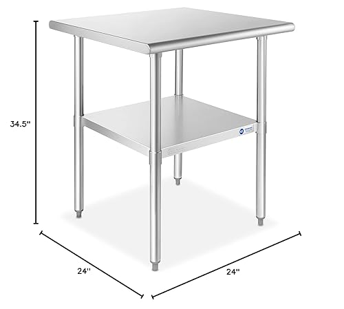Miniatura 2 de GRIDMANN Mesa de trabajo de acero inoxidable de 24 x 24 pulgadas, mesa de preparación de cocina comercial NSF con estante inferior para restaurante