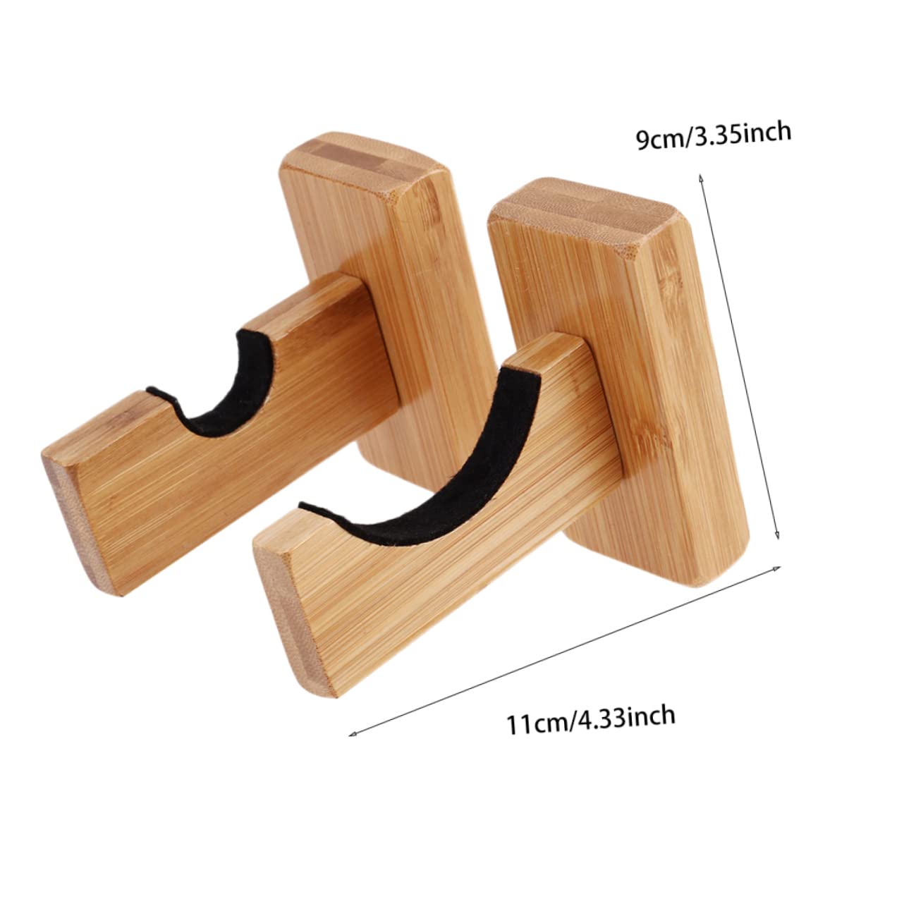 NAMOARLY 2 Pair Wooden Baseball Bat Wall Mount Hanger Horizontal Display Stand Scratch Felt Strip for Fans