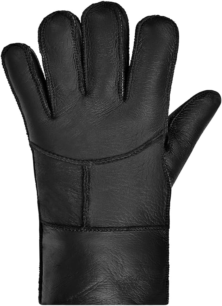 Harssidanzar Winter Leather Gloves,Warm Shearling Wool Lined for Men Winter Cold Weather Gloves KM053US - Image 5