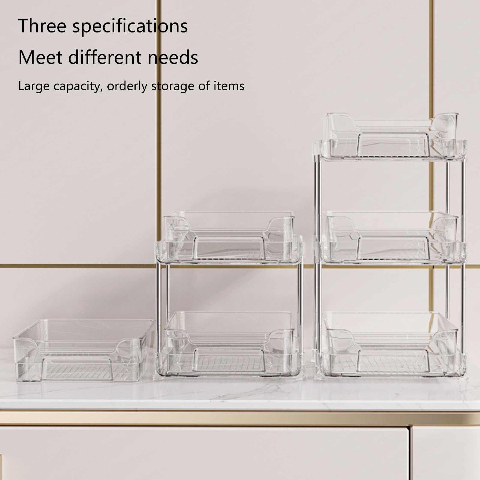 Elegantes organizadores de cosméticos extraíbles, resistentes para entusiastas del maquillaje, estante de almacenamiento transparente, organizador de cosméticos, suministros para minoristas
