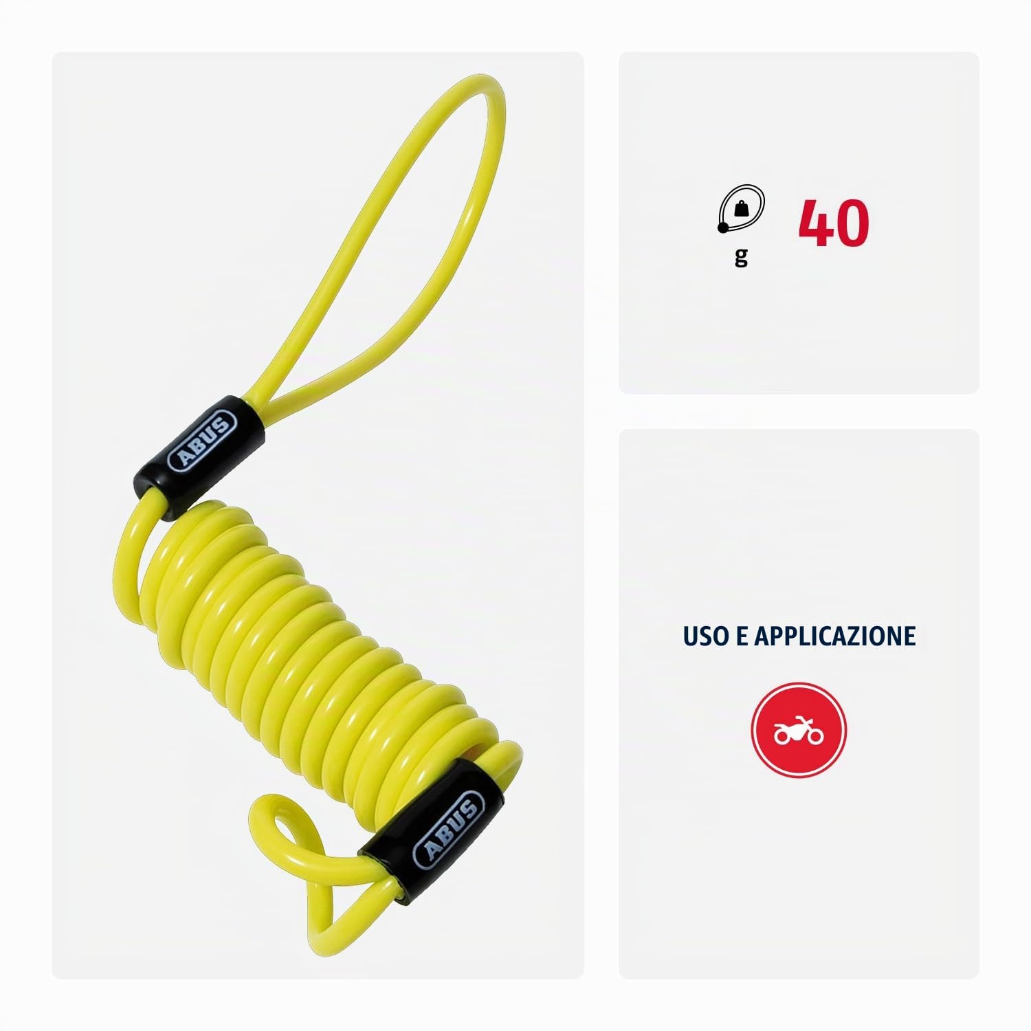 ABUS Memory Cable - cavo di promemoria per ricordare visivamente il blocco del disco del freno - per la sicurezza della moto, giallo