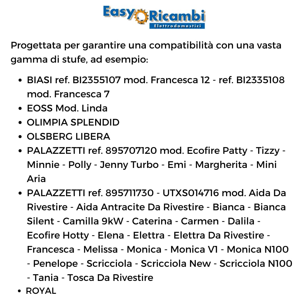 Easyricambi - Candeletta Accensione Stufa Pellet 350W Modello con Flangia, Diametro 12,5mm Lunghezza 150mm (160mm Totali), Resistenza per Riscaldamento Rapido, Ricambio per Modelli Palazzetti e Altri