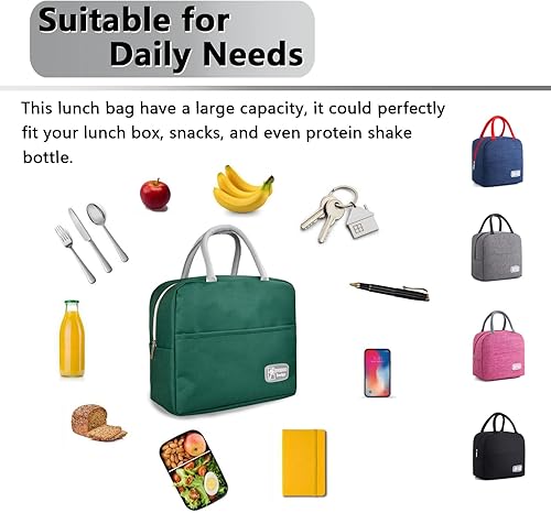 Miniatura 4 de Bolsas de almuerzo plegables aisladas para mujeres y hombres, loncheras reutilizables para adultos, bolsa impermeable de tamaño ajustable para el