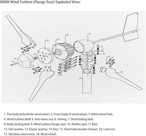 Miniatura 3 de ATO - Turbina de viento de 800 W 24 V generador de viento de arranque de baja velocidad para casa barco y viento solar híbrido