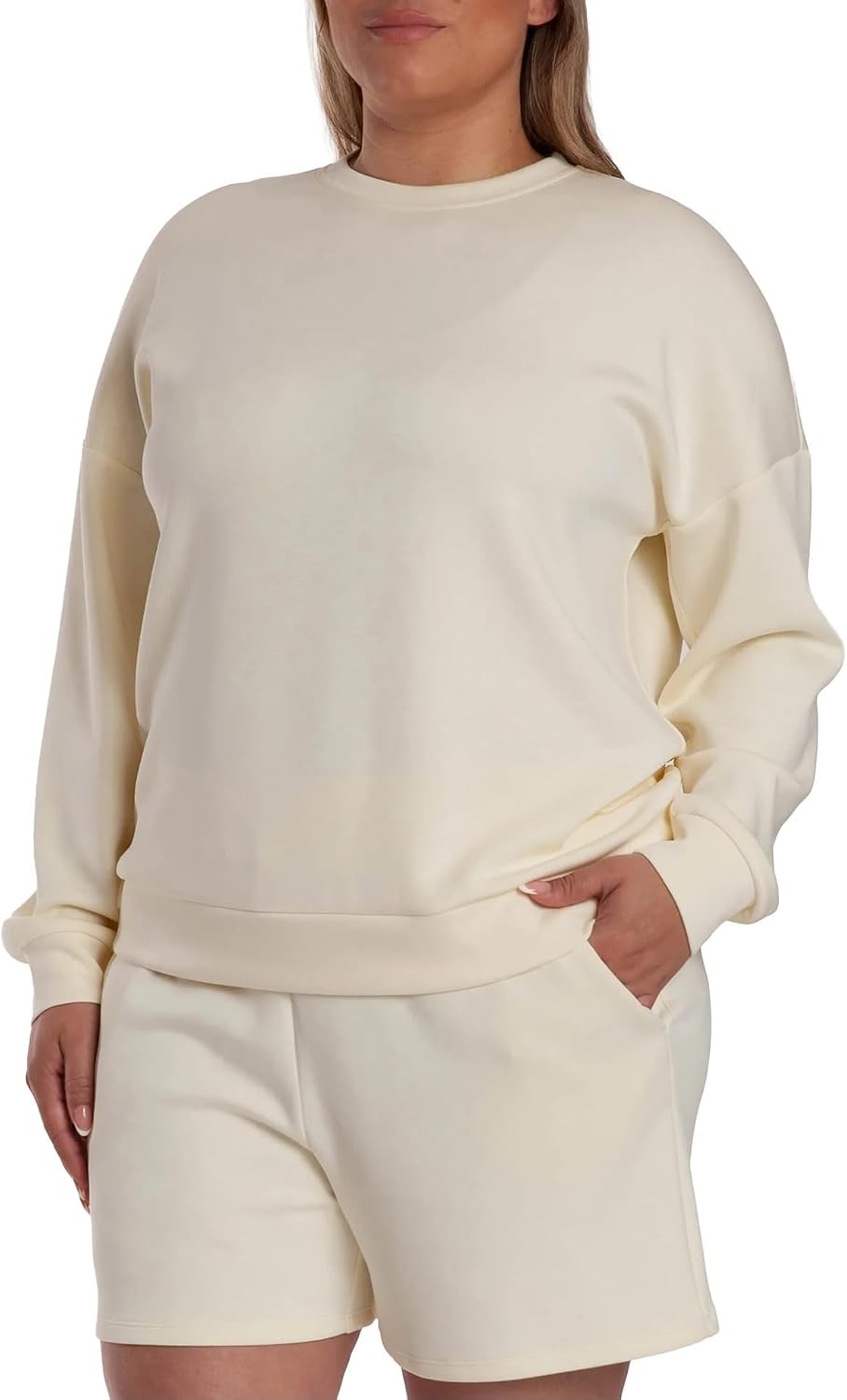 LazyPants Women's Long Sleeve Luxe Crewneck Pullover Sweatshirt