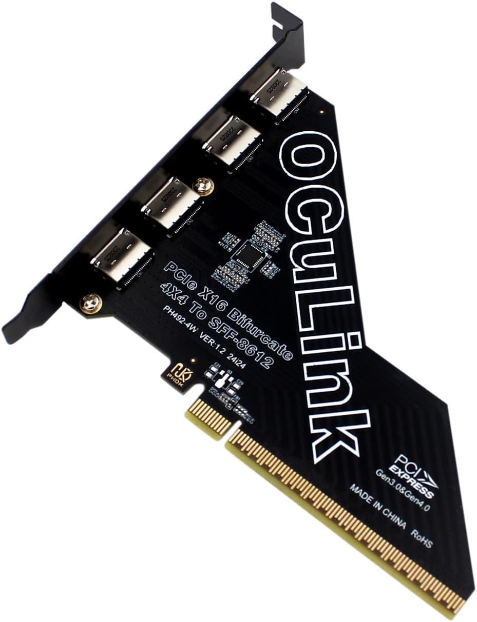 Sintech PCIe 4.0 16x to Quad Oculink 4I,PCIe Bifurcation x16 to x4x4x4x4 Split Oculink SFF-8611/8612 Adapter Card for eGPU Dock Mimi Pc