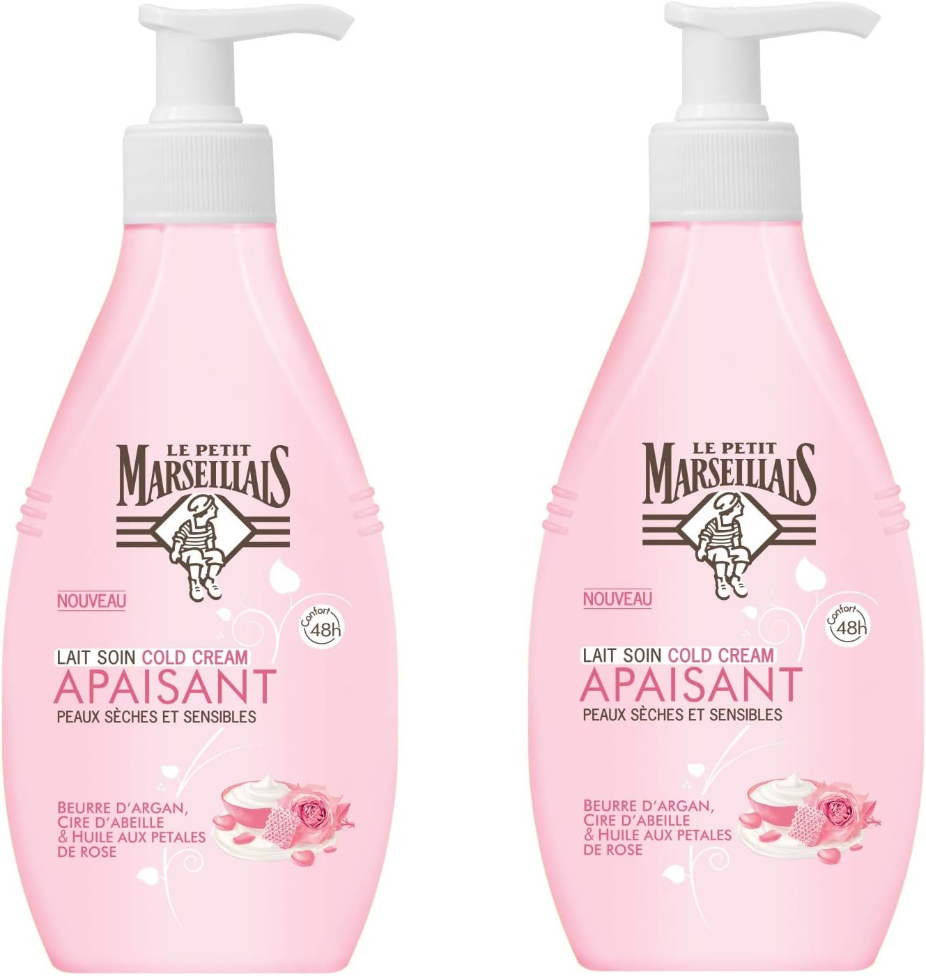 Le Petit Marseillais Milk Care Soothing Cold Cream - Argan Butter, Beeswax, & Rose Petal Oil 2 x 250 ml