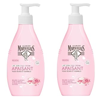 Le Petit Marseillais Milk Care Soothing Cold Cream - Argan Butter, Beeswax, Rose Petal Oil 2 x 250 ml