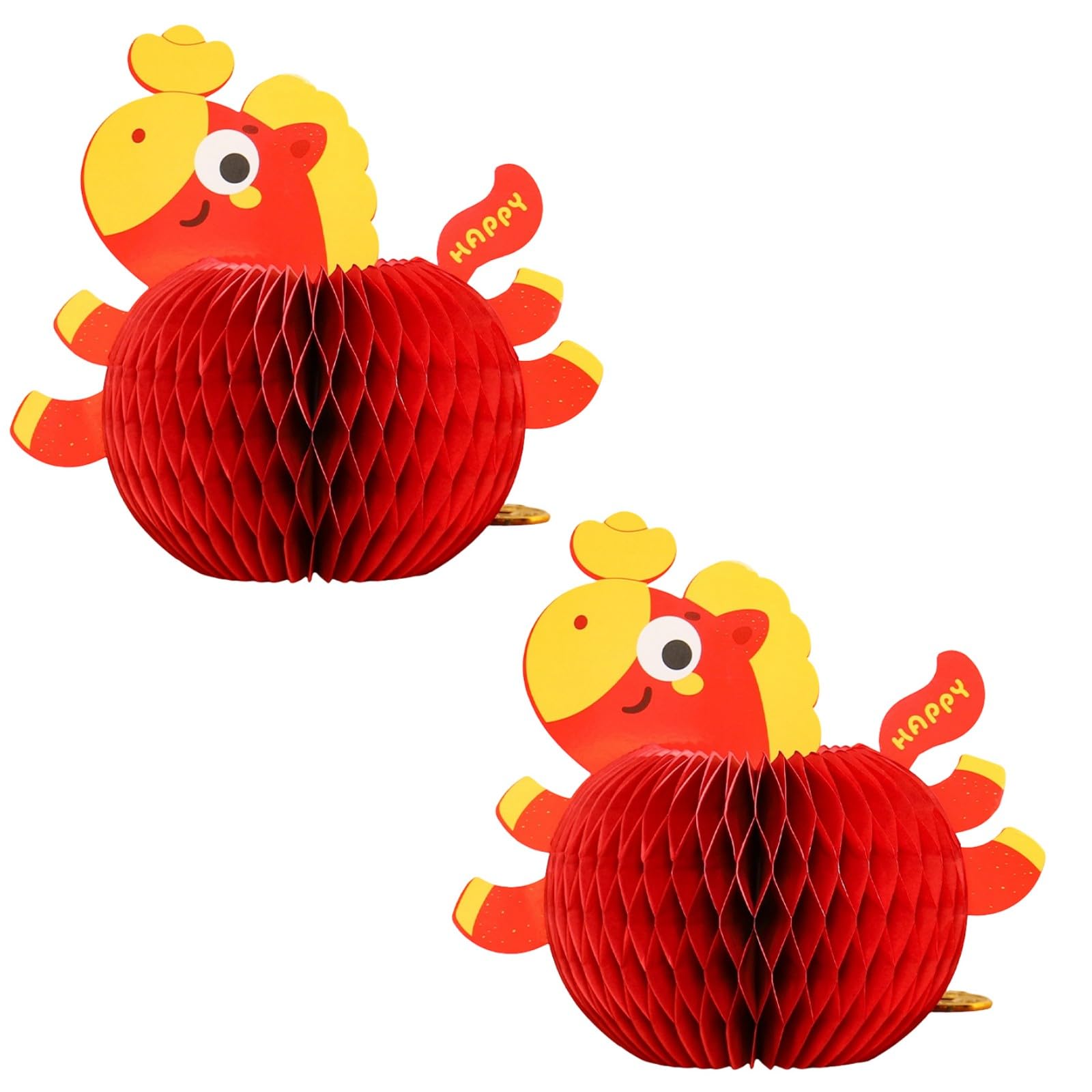 Kaeltsyn 2Pcs Year of Horse Decoration Figurine Paper Folding Ornament for Tabletop Shelf Chinese New Year Party Folding
