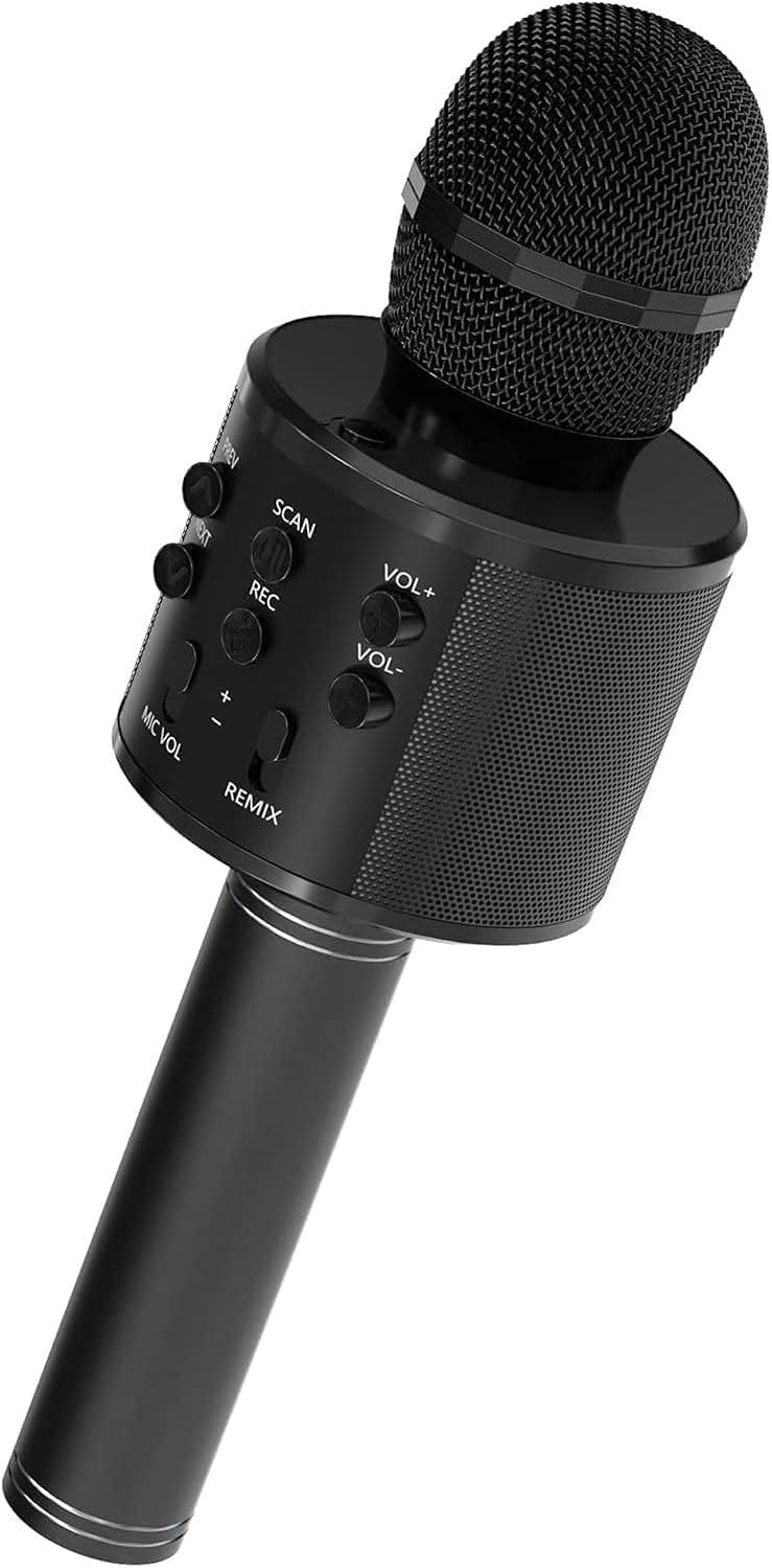 5 CORE Wireless Bluetooth Karaoke Microphone Portable 3-in-1 Karaoke Mic with Speaker Handheld Machine for Birthday Party Home Support All Smartphones Black - WM SPK BLK