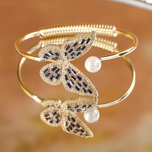 Vista 4 de Aimimier Pulsera de perlas de mariposa de cristal o para mujeres y niñas