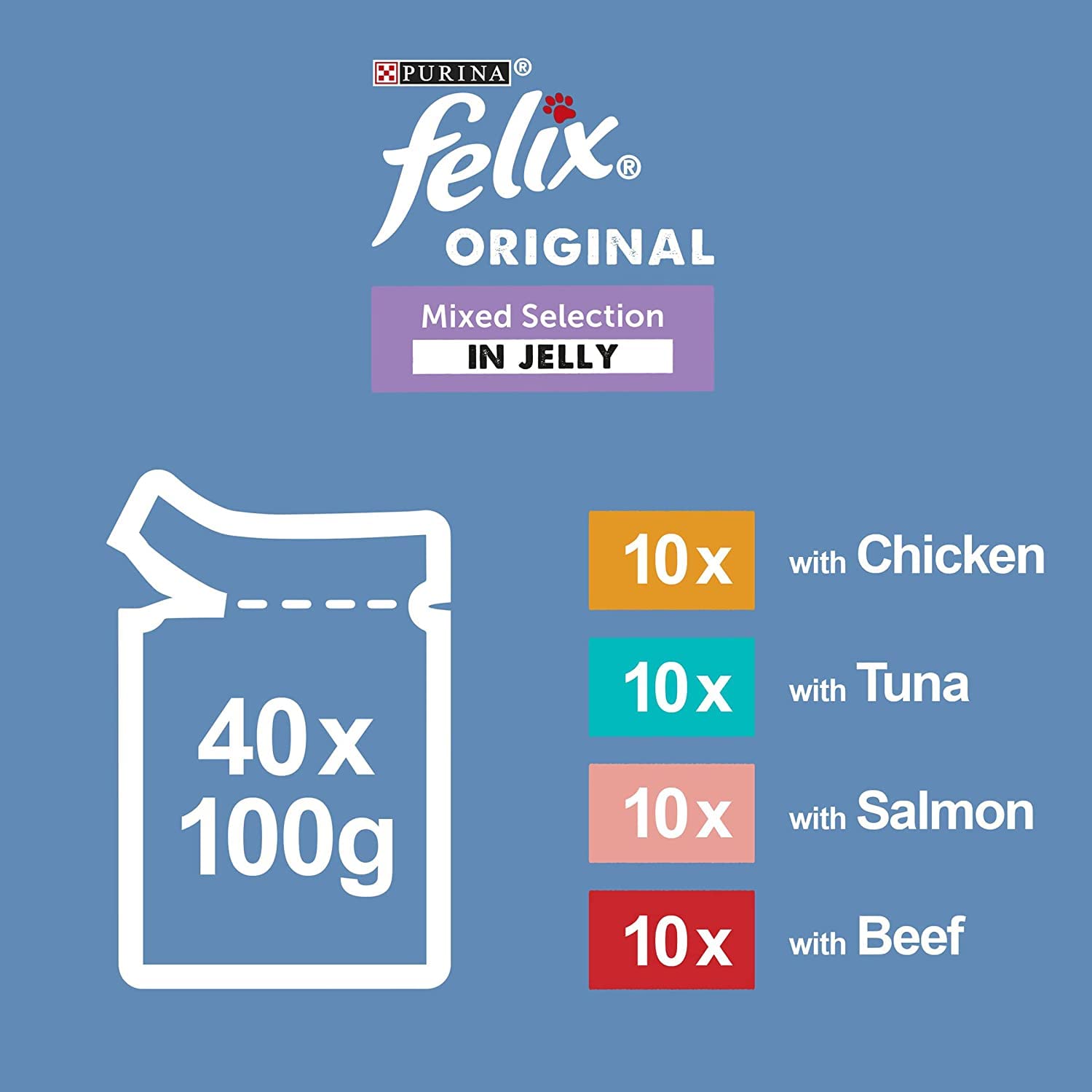 Buy Purina Felix Cat food 40x100g Pouch Jumbo Pack Mix Selection Cat