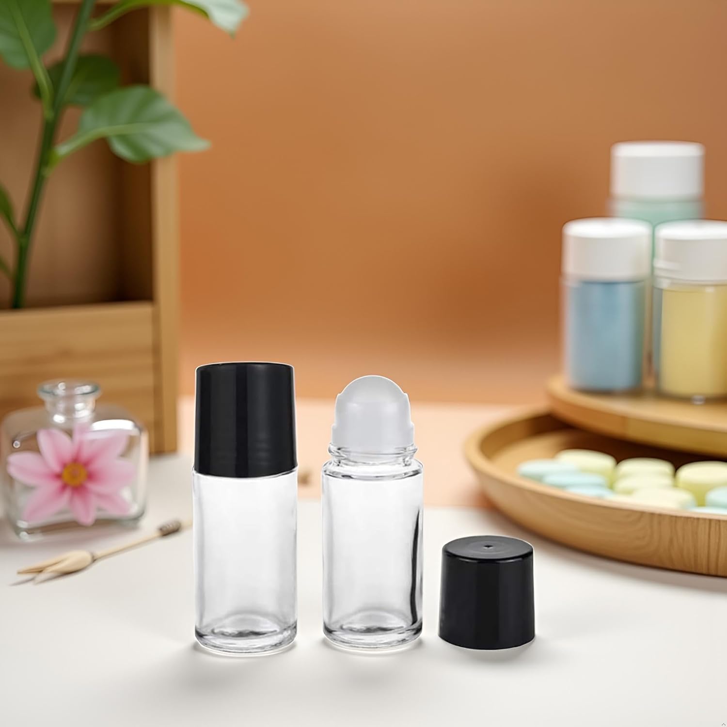2 Pcs 50ml Glass Essential Oil Roller Bottles Refillable Roll on Empty Deodorant, Refillable, Containers Rollerball for Fragrance Roller Bottles (Clear) - Image 8