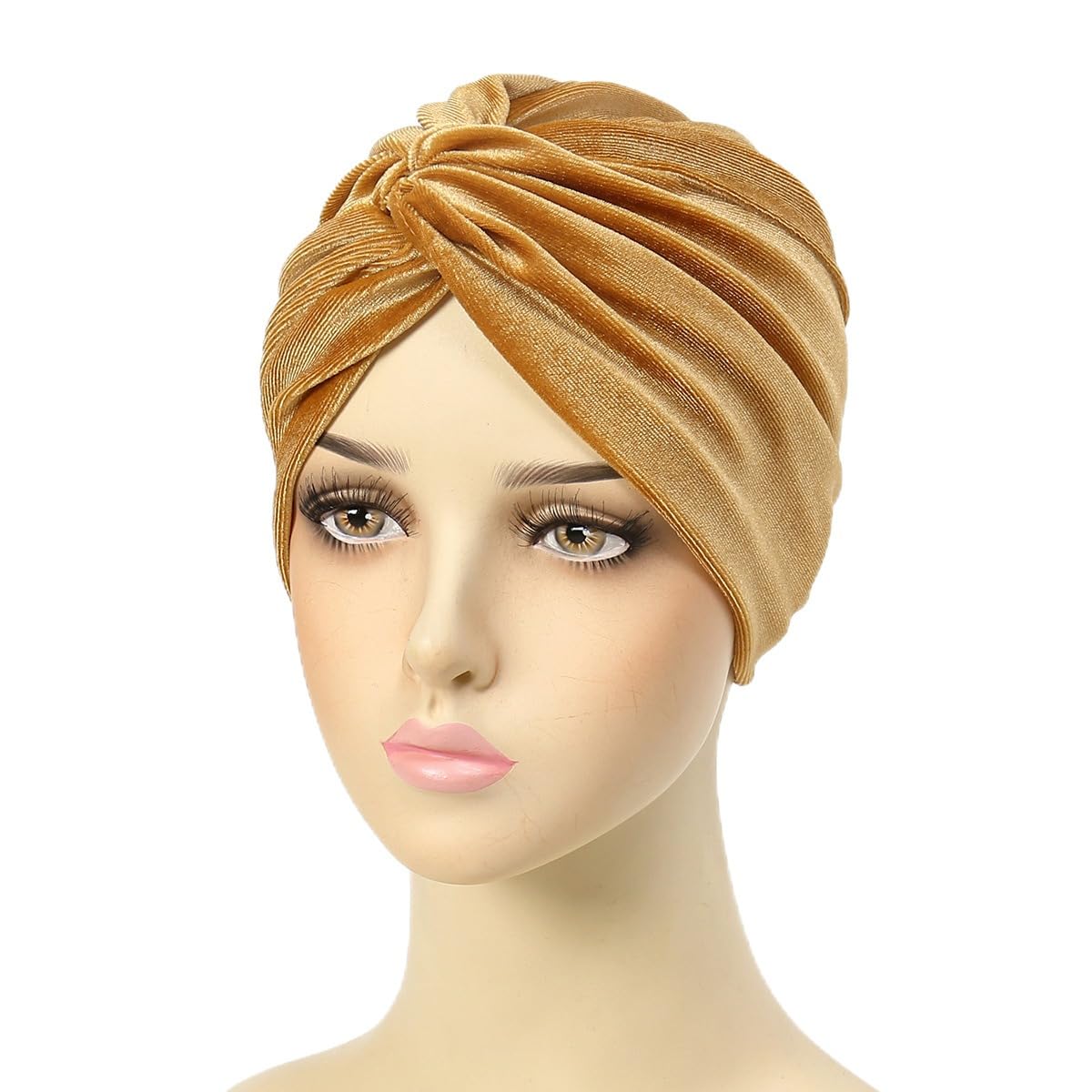 1 gorro de turbante elástico de terciopelo para mujer, gorro de turbante para mujer, gorro turbante de terciopelo, suave, cálido, turbante para la cabeza, tocado para el pelo, color azul marino