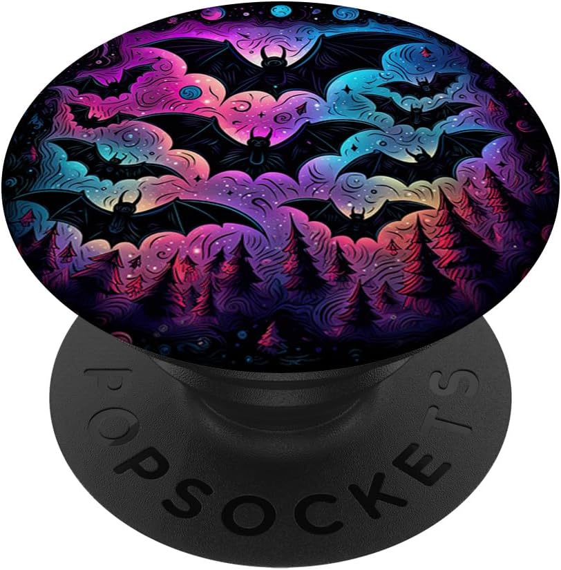 gothic bat spooky bats in front of moon at night PopSockets Adhesive PopGrip