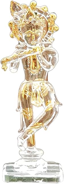 ESPLANADE Krishna Kishan Murti Idol Statue Sculpture (5.25") | Crystal Glass
