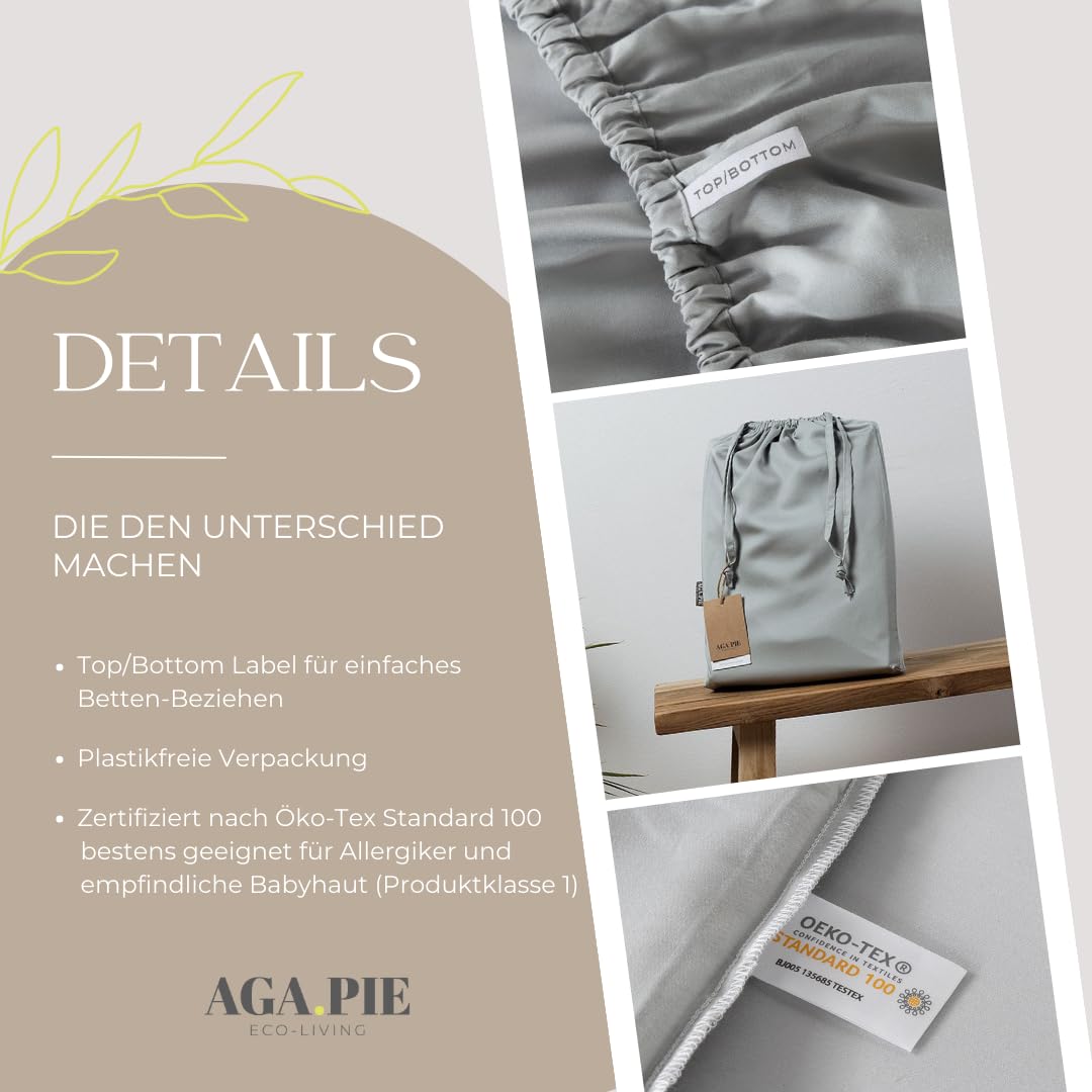 AGAPIE - Bambus Lyocell Spannbettlaken 140x200x35 cm - Alt-Rosa, 100% Bio Oeko-Tex 100, für Allergiker, Antibakteriell, Ganzjahres-Bettwäsche, Atmungsaktiv, Geruchshemmend, Besonders sanft
