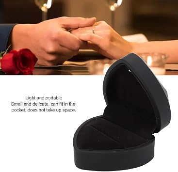 Heart Shaped Ring Box,Engagement Ring Box with LED Light,Ring Case,Jewellry Display Box for Proposal Engagement Wedding