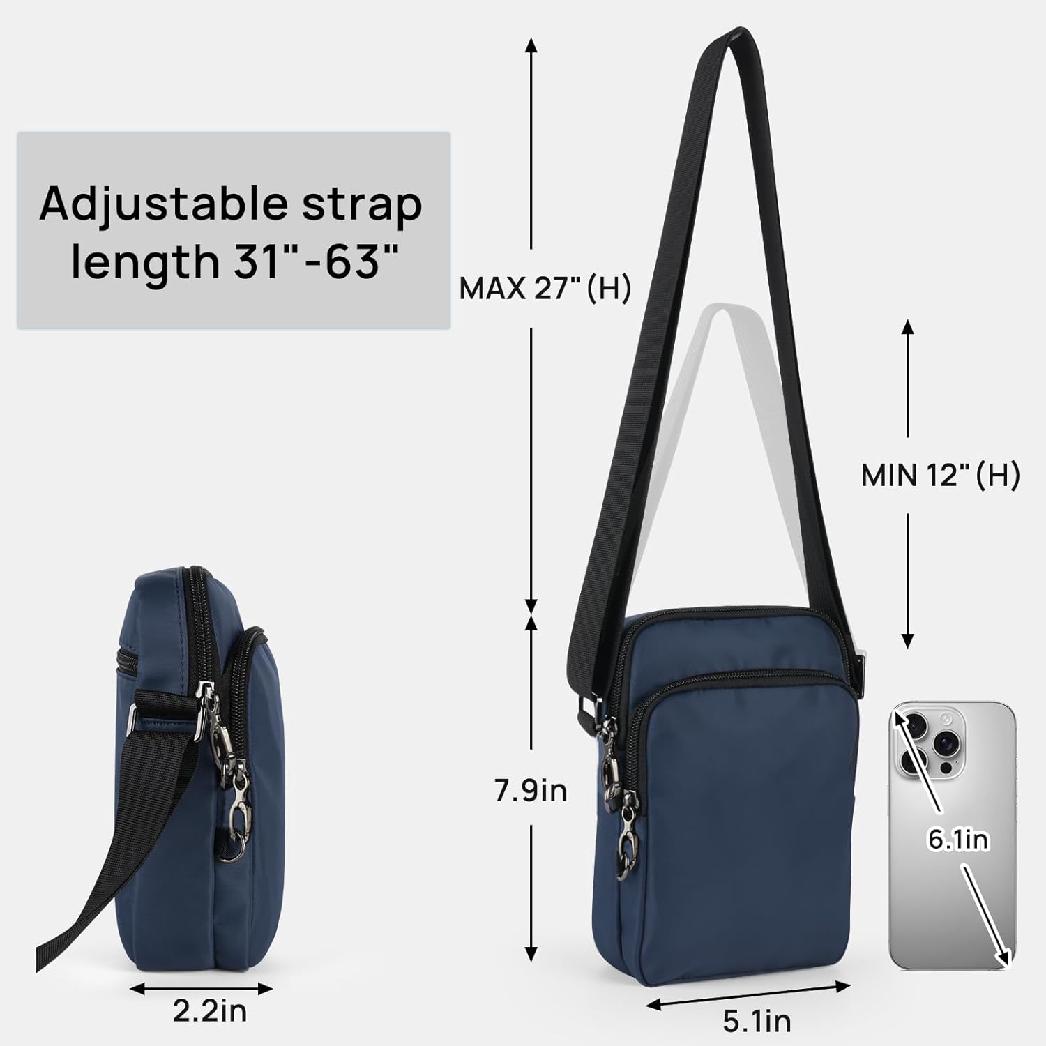 Small Crossbody Bags for Women Men RFID Blocking Anti-theft Crossbody Purse with Locking Zippers Sling Bag for Travel - Image 3