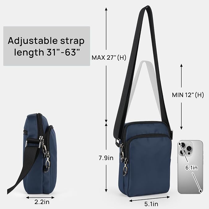 Small Crossbody Bags for Women Men RFID Blocking Anti-theft Crossbody Bag with Locking Zippers Sling Bag for Travel