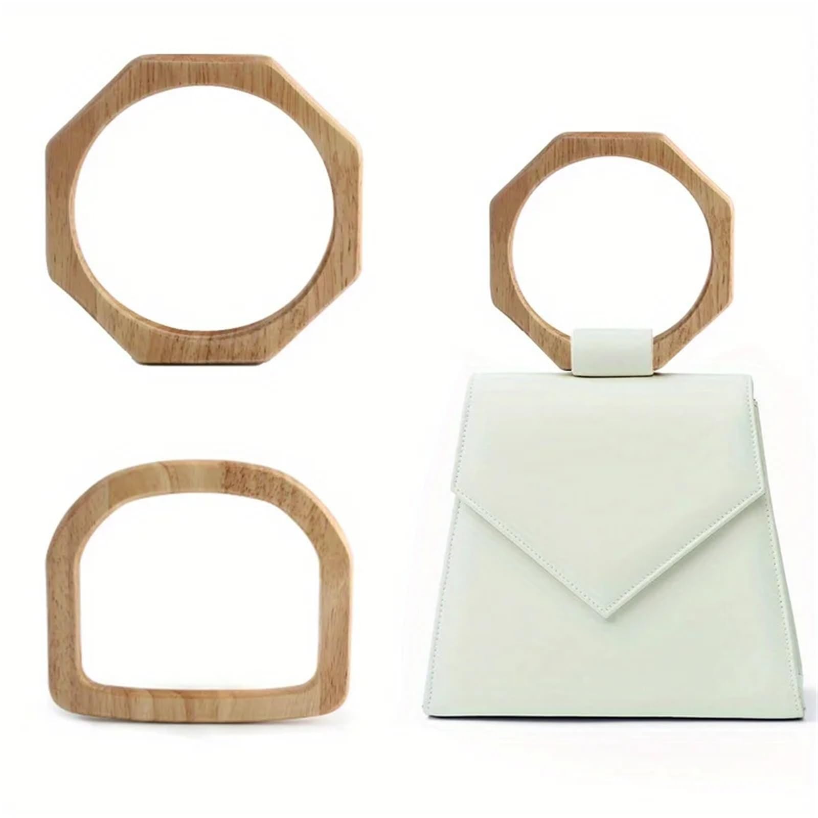 MRKU Asa de Madera para Bolso, Accesorios para Bolsos, Manualidades, Bricolaje, 2 Piezas, Repuesto de Paja Tejida para Manualidades