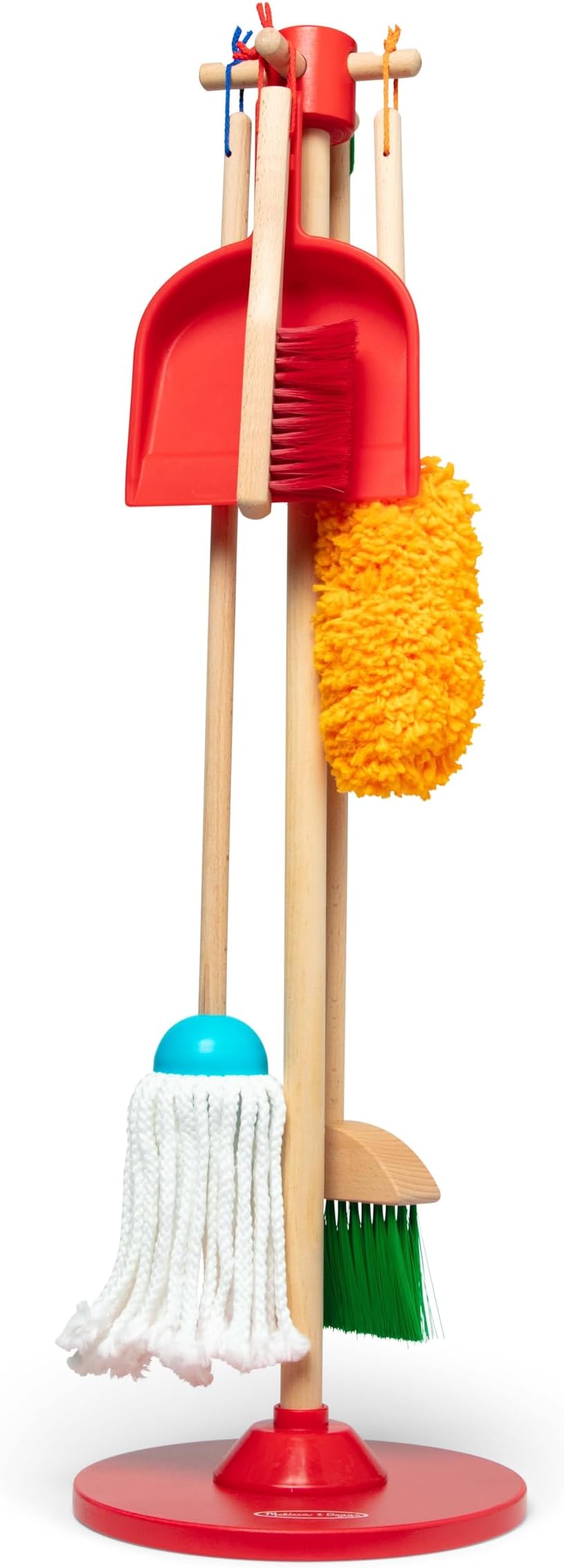 Melissa & Doug Dust! Sweep! Mop! 6-Pc Wooden Pretend Play Preschool Cleaning Set Broom, Duster, Kid-Sized Cleaning Toys For Boys and For Girls - FSC Certified - FSC Certified