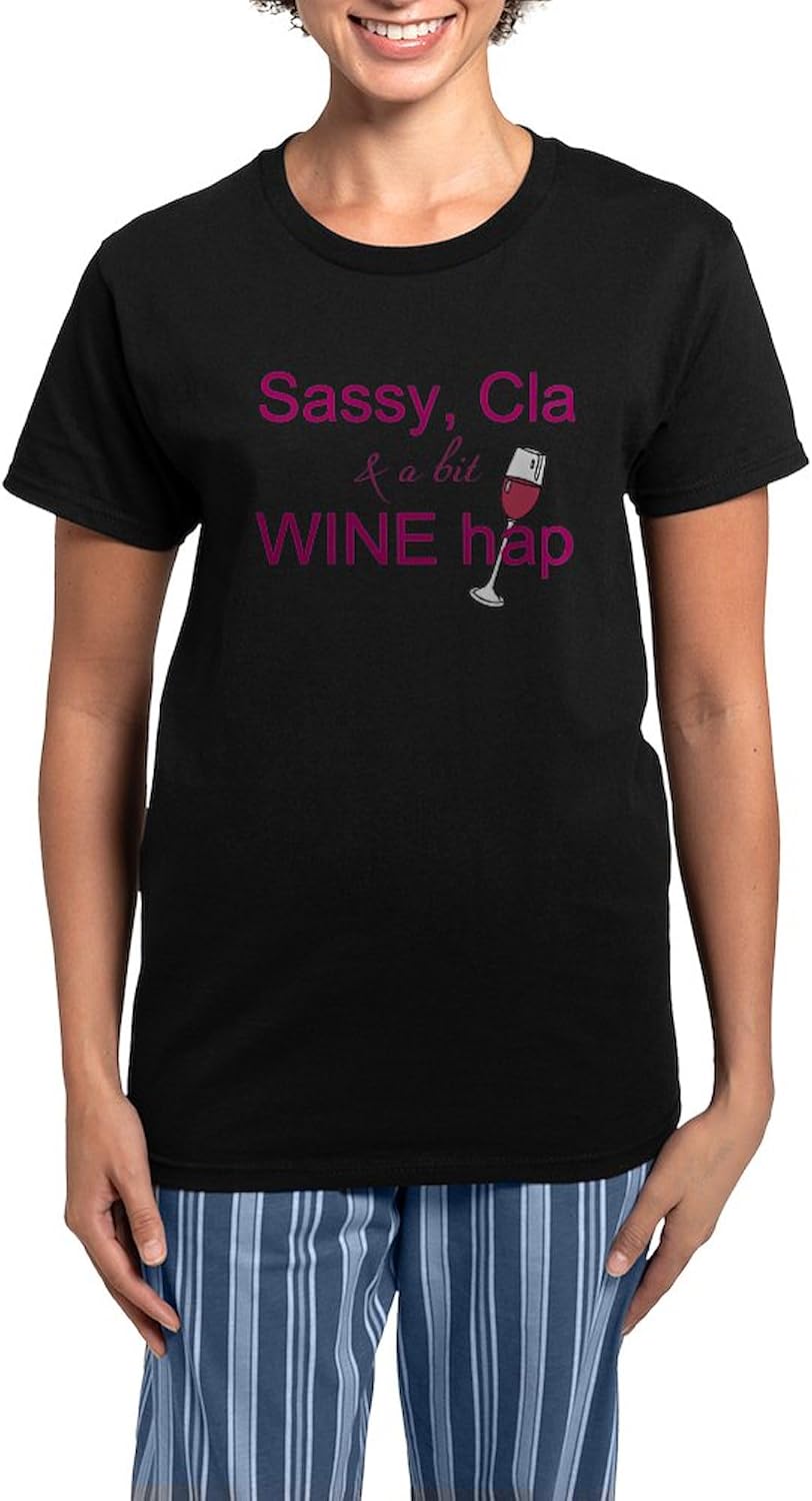 CafePress Sassy, Classy & A Bit Wine Happy Pajamas Womens Novelty PJ Sleepwear